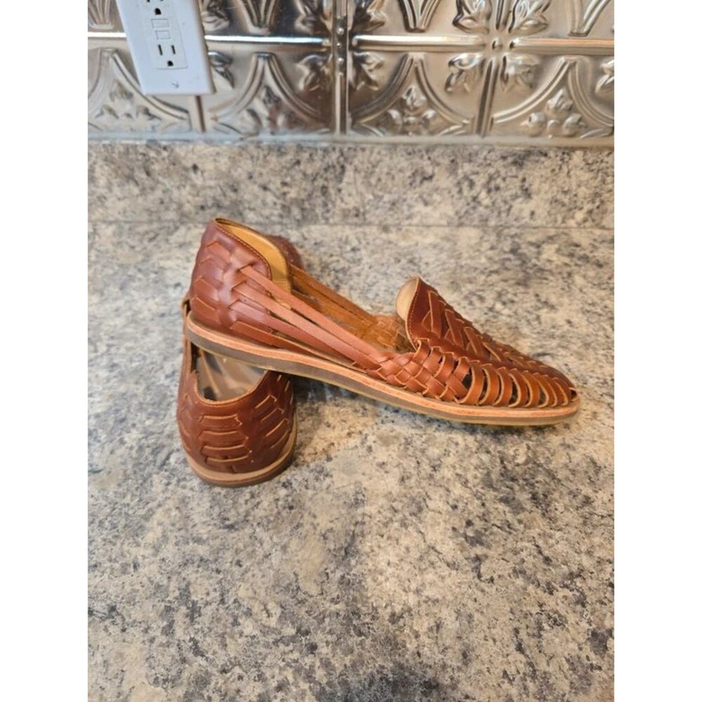 Nisolo Men's Huarache Sandals Slip On Brandy Brown Leather Size 10